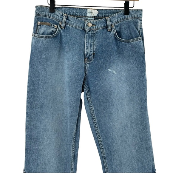 Vintage Y2K Low Rise Flare Jeans Leather Lace Up CK Calvin Klein Jeans | Size 10 - Picture 4 of 12